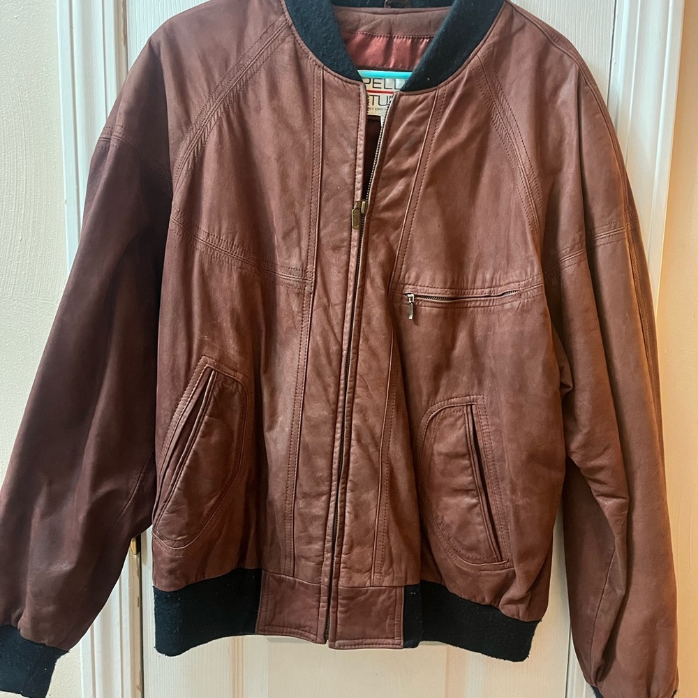 Vintage Suede Leather Jacket Bomber Jacket Pelle Studio Burgundy Men’s L